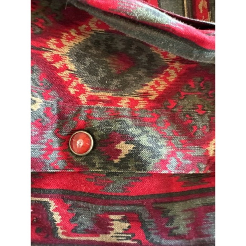 Vtg Ruddock Bros Aztec Pearl Snap Shirt Red Pearl Snaps Western 17/34 Xl Tails - Picture 12 of 16